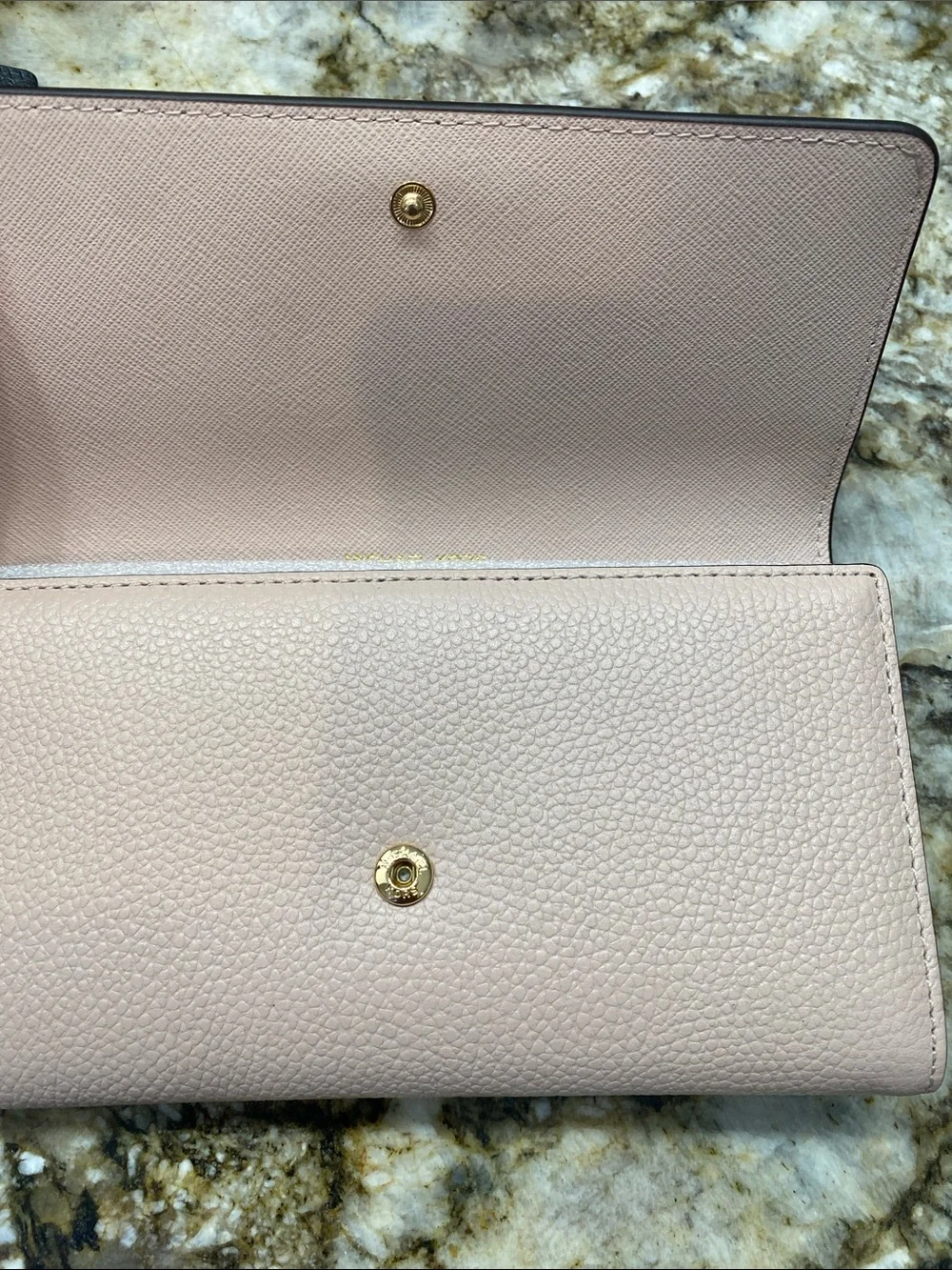 Michael Kors Pale Pink Pebbled Leather Wallet with Gold Logo